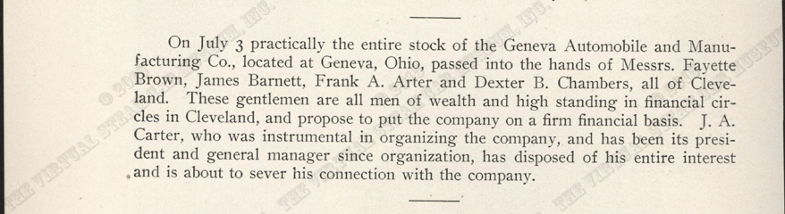he Geneva Automobile and Manufacturing Company, July 18, 1903, P. 902, unknown magazine, Conde Collection.